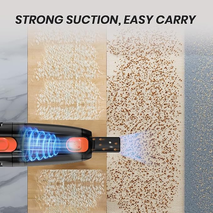 Candy Corded Stick Vacuum Cleaner, Powerful Suction Handheld Vacuum with One-Click Dust Disposal, 3-in-1 Use for Hard Floor, 