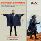 PREPARED4X Emergency Mylar Poncho – Survival Rain Poncho with Hood – Lightweight, Compact, Reusable Emergency Blanket Poncho 