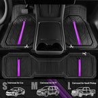 CAR PASS Rubber Floor Mats for Cars, Car Mats Full Sets DeepDish,Universal S~L Size Trim-to Fit Automotive Floor Mat for Truck Van SUV, Heavy Duty Waterproof All-Weather Floor Liners Black Purple