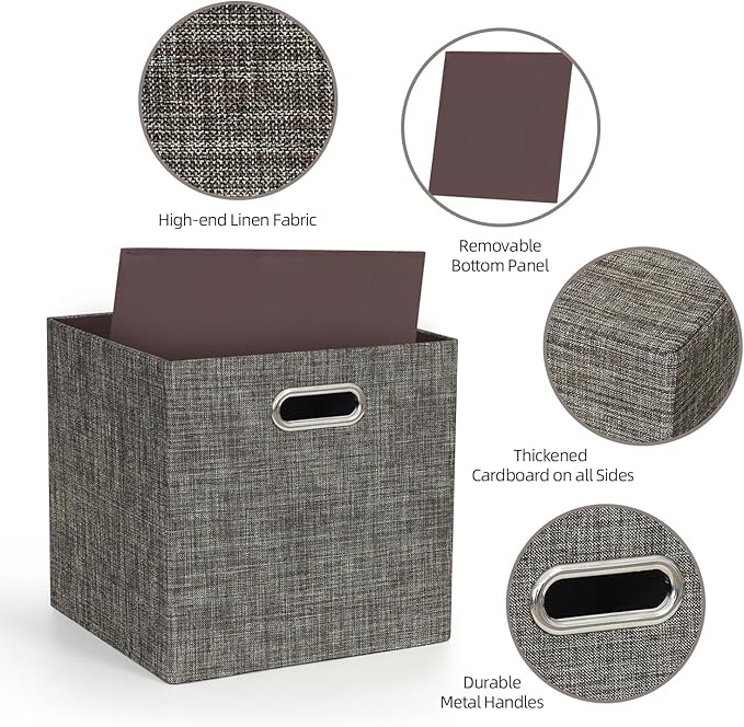 Posprica Storage Basket Bins,13×13 Foldable Storage Boxes Containers for Closet Organizer Shelf Cabinet Bookcase,Thick Fabric