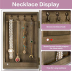 Meangood Jewelry Box Wood for Women, 5-Layer Large Organizer Box with Mirror & 4 Drawers for Rings, Earrings, Necklaces, Vint