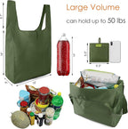 BeeGreen Green Reusable Grocery Bags Wholesale Green Reusable Kitchen Bags Bulk Foldable-Machine Washable with Zipper Storage Pouch 20 Packs