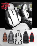 FREESOO Black White Car Seat Covers Full Set - Faux Nappa Leather Seat Covers for Cars, with Front Seatbelt Pads, Cute Breath