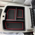 Center Console Organizer Compatible with 2007-2014 Chevy Silverado GMC Sierra Avalanche Tahoe Suburban Yukon Yukon XL Accessories, Floor Mounted Center Console ONLY,Red Trim