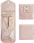 BAGSMART Travel Jewelry Organizer Case M Initial Foldable Jewelry Roll for Journey Rings, Necklaces, Earrings, Bracelets,Mini