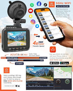 ROVE R2-4K PRO Dash Cam, Built-in GPS, 5G WiFi Dash Camera for Cars, 2160P UHD 30fps Dashcam with APP, 2.4" IPS Screen, Night