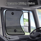 KUST 2PCS 23.6''*21.6'' Side Window Shade for Semi Truck, Peterbilt 389, Volvo VNL, Freightliner Cascadia, Freightliner Argosy - Mesh Sunshade with Suction Cup - Semi Truck Accessories for All Season