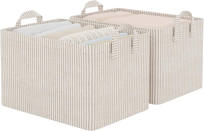 StorageWorks Storage Bins, Fabric Storage Bins for Shelves, Large Storage Baskets with Metal Frame, Closet Baskets and Bins w