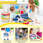 Tesuko 6 Pack Clear Toy Storage Bag with Name Tag& Manual Pocket, Waterproof Transparent PVC Toy Organizer Case for Lego Bric