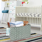 LANGYASHAN Rectangular Storage Bin Collapse Canvas Fabric Cartoon Storage Basket with Handles for Organizing Home Kitchen Boy