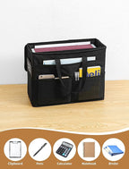 Qozary 2 Pack File Folder Organizer Box-Hanging File Tote Bag With Lids, Collapsible Portable Filing Organizer Box With Handl
