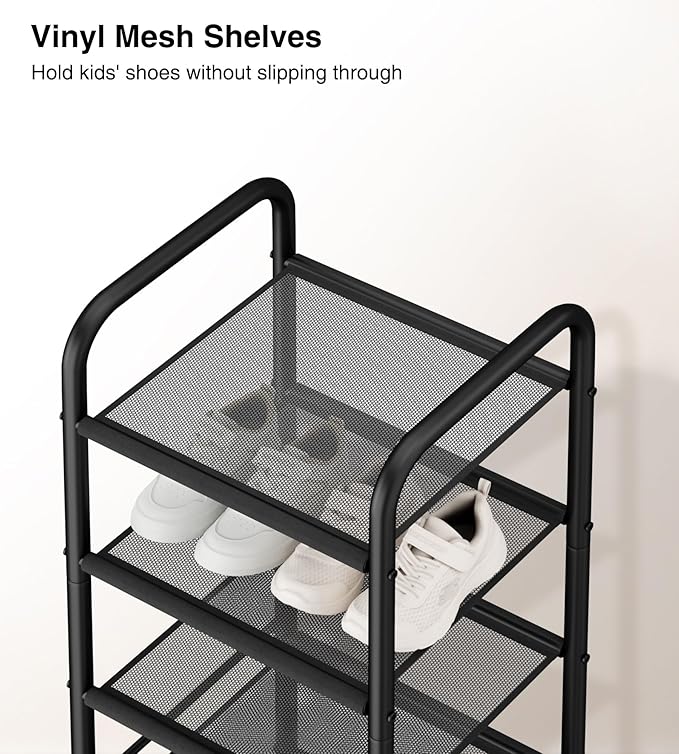 STO STO 10-Tier Narrow Shoe Rack with Sturdy Mesh Shelves, Slim Tall Metal Shoe Organizer for Entryway, Closet, Hallway, Hold