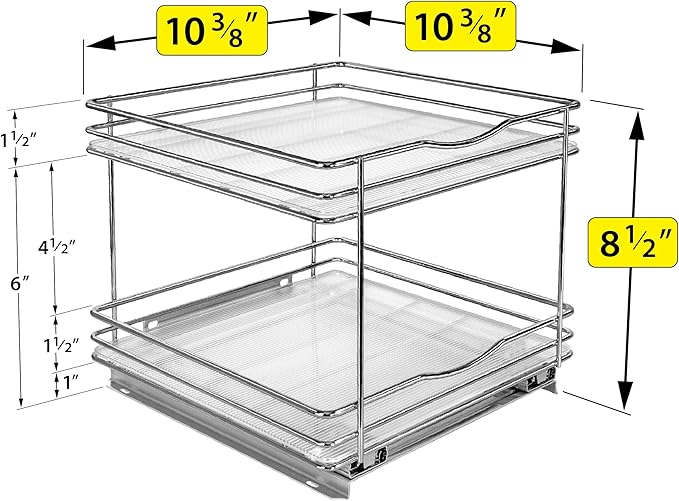 LYNK PROFESSIONAL® Pull Out Spice Organization for Cabinets - 10-3/8 inch Wide – Spice Rack for Inside Cabinets, Slide Out Sp