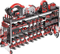 49.8" W Super Large Power Tool Organizer Wall Mount,4-Layer Heavy Duty Tool Storage with 18 Cordless Drill Holder,600 lb Capa