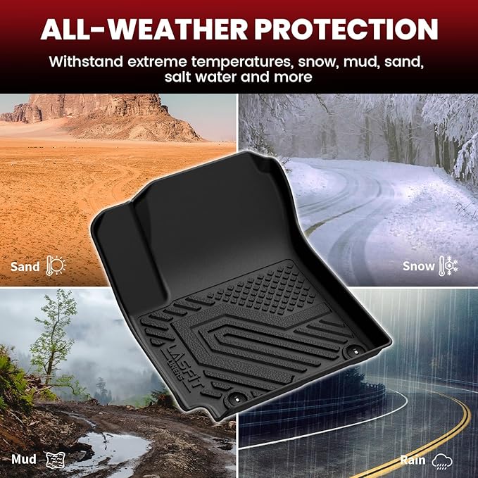 LASFIT Floor Mats & Cargo Mats for KIA Soul 2020-2025 (Only Fit Cargo Floor in Higher Position Without Subwoofer) All Weather TPE Custom Fit Floor Liners Car Mats & Trunk Mats Full Set