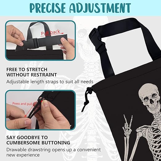 Car Garbage Bag Human Skeleton Posing Hanging Canvas Car Trash Bag Waterproof Drawstring Car Back Seat Organizer for Car Back Front Seat Console with Adjustable Buckle