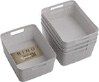 BINO | Woven Plastic Basket | Small (Natural Grey), 5-Pack | THE JUTE COLLECTION | Home Organization, Space - Saving Storage,