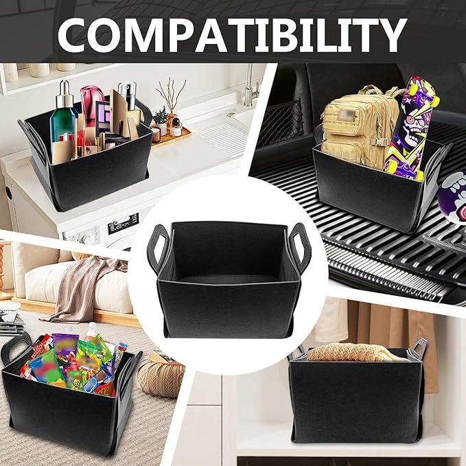Felt Car Trunk Organizer, Foldable Vehicle Storage Box, Large Capacity Multi-Purpose Automotive Interior Accessories for Cars, S