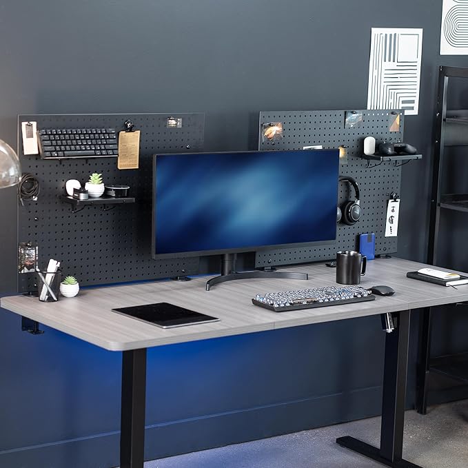 VIVO Steel Clamp-on Desk Pegboard, 60 x 24 inch Privacy Panel, Magnetic Peg Board, Office Accessory Organizer, Above or Below