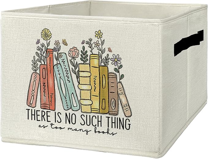 Book Lovers Gifts Storage Bins & Boxes with Handles, Bookish Gifts Foldable Basket for Organizing, Reader Gift Collapsible St