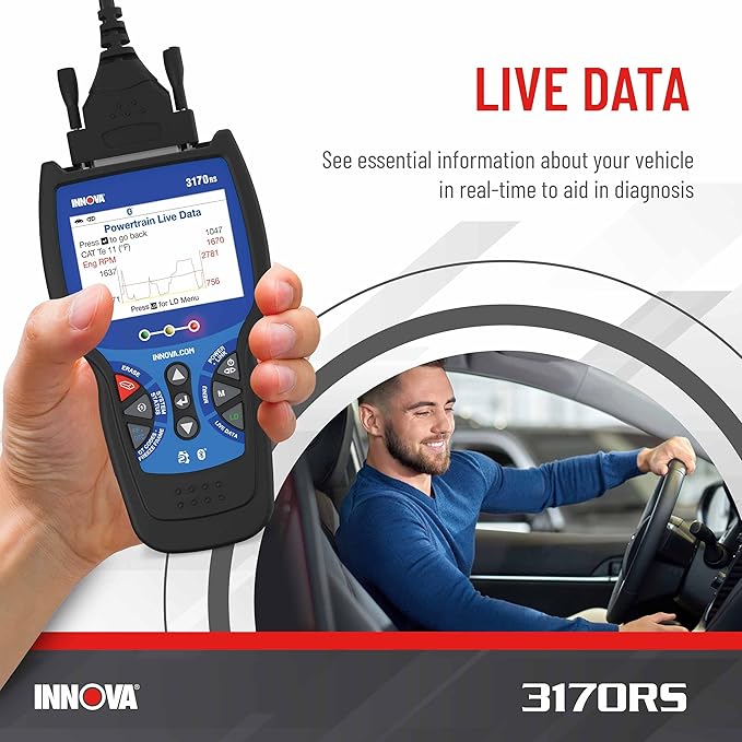 INNOVA 3170RS OBD1 & OBD2 Scanner, ABS Bleeder Scan Tool, OBD2 Diagnostic, Caliper Service, Brake Pad Life, Read/Erase ABS/SRS