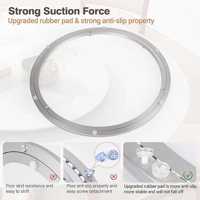 20 Inch Lazy Susan Aluminum Alloy Rotating Turntable Bearing, Non - Slip Metal Bearing Swivel Plate Hardware for Dining and W