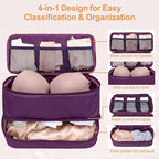 Cambond Travel Underwear Organizer Bag - 4-in-1 Soft Double Layer Bra Travel Bag, Portable Expandable Compression Packing Org