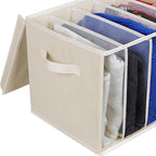 Zilink Upgraded Clothes Organizers with Lids and Support Boards Large Sweater Organizer for Closet Shelf with 5 Grids Divider