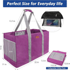 MHOMER Reusable Grocery Bags Extra Waterproof Large Tote Bag with Carrying Handles Reinforced Bottom Durable Oxford Fabric Foldable Shopping Bags for Storage Space Saving Red