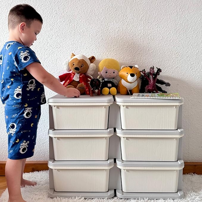 Qaba 3 Tier Kids Storage Unit, Toy Organizers and Storage with 6 Drawer Chest for Kids Bedroom Nursery Kindergarten Living Ro