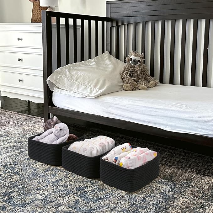 Goodpick Storage Baskets, Rope Shelf Basket Small Baskets for Gifts Empty Storage Baskets for Organizing Toy Baskets Storage 
