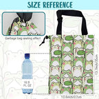 Car Garbage Bag Cute Cartoon Frogs Drawstring Car Trash Bag Hanging for Back Seat with Adjustable Buckle Canvas Vehicle Trash Can Easy-to-Install