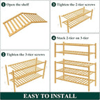 Smiry Bamboo Shoe Rack for Closet, 5 Tier Wooden Stackable Shoe Organizer, Free Standing Shoes Storage Shelf for Entryway, Fr