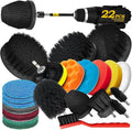 Holikme 22Pack Drill Brush Attachments Set, Scrub Pads & Sponge, Buffing Pads, Power Scrubber Brush, Car Polishing Pad Kit,Wa