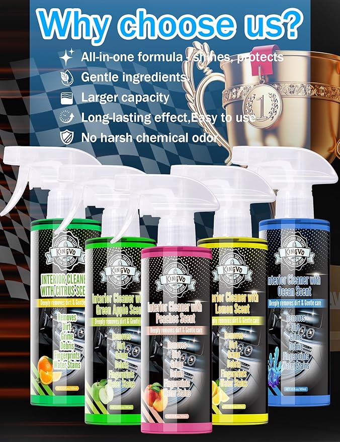 Car Cleaner Interior, Leather Cleaner Upholstery Interior Ceaning Kit Carpet Dashboard Shiny Car Stuff for Vinyl,Plastic,Fabr