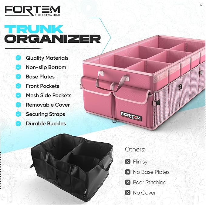 FORTEM Trunk Organizer For SUV Car Trunk Organizer, Foldable Storage, Car Accessories for Women Men, Collapsible Bag, Perfect C