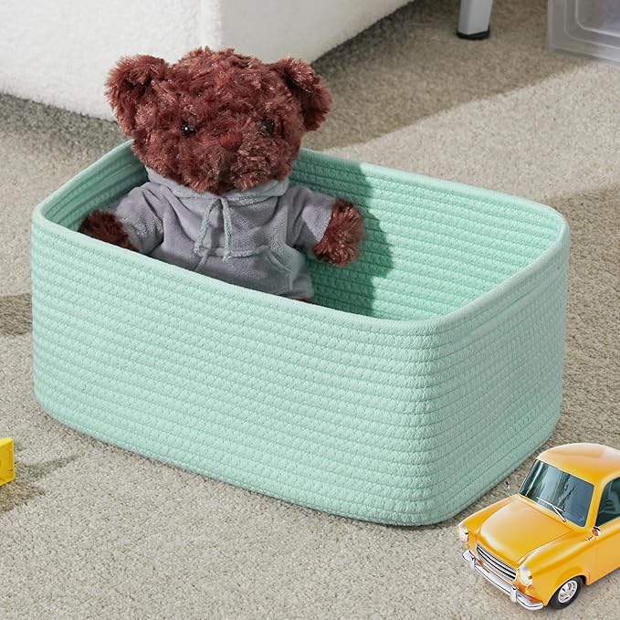 3-Pack Storage Baskets for Organizing | Woven Shelf Toy Basket | Rope Baskets for Gifts Empty | Closet Organizer Bins with Ha