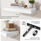 Fun Memories 24 Inch Floating Shelves Wall-Mounted, 12 Inch Deep Wall Shelves, 24 x 12 Floating Shelf, Deep Storage Shelf for