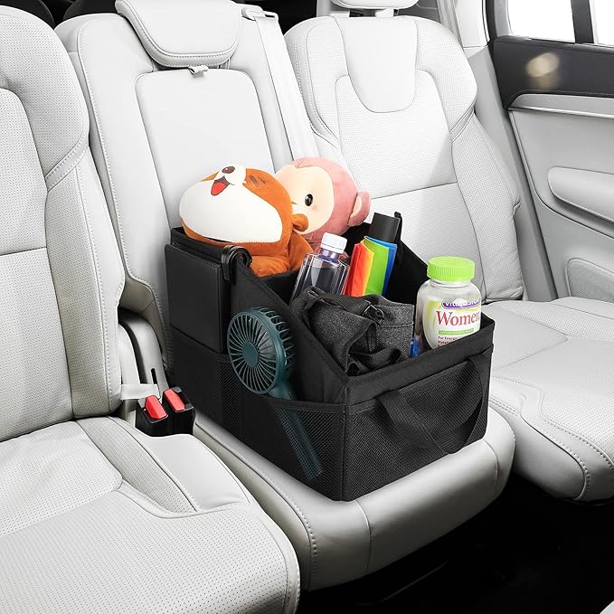 Car Organizer - Automotive Organizer for Front And Back Seat or Floor, Car Caddy Organizer with Divide, Handles and Multiple
