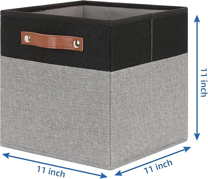 Temary 11 x 11 Cube Storage Bins Fabric Storage Cubes for Shelf, Closet, 4 Pack Cube Basket for Clothes, Storage Cube Bins wi