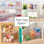 STORi Audrey Stackable Clear Bin Plastic Organizer Drawers | 2 Piece Set | Organize Cosmetics and Beauty Supplies on a Vanity