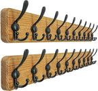 Dseap Coat Rack Wall - Heavy-Duty 38-1/4" Long, with Reinforced 10 Custom Tri-Hooks, Solid Wood Wall Hanger for Coats Hat Jac