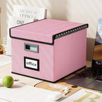 Huolewa Collapsible File Storage Organizer Boxes with Lids, Linen Document Storage, Universal Hanging Filing Organization Box