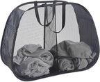 Seiritex Mesh Popup Laundry Hamper 2 Compartment, Collapsible Laundry Sorter Basket Foldable Hamper for Clothes, College Dorm