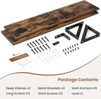 Axeman 32 Inch Floating Shelves | 8 Inch Deep Brown Wood Wall Shelves Set of 2 | 31.5" W x 8" D Rustic Brown Floating Shelves