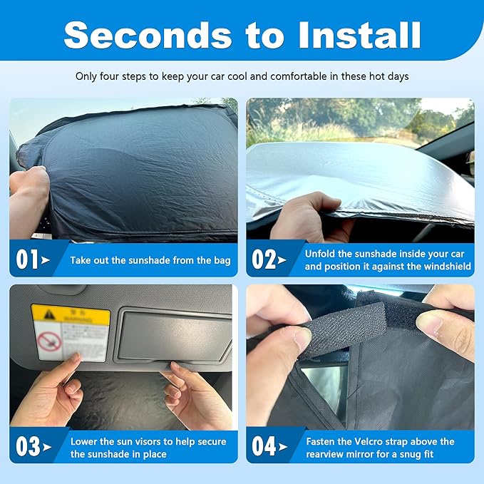 Front Windshield ＆ Side Window Sun Shade for 1996-2025 Chevy Express Accessories Cargo Van, Foldable Window Sunshade Sun Visor Protector, Window Shade Sun Shield Block UV Rays Heat, Pack of 3