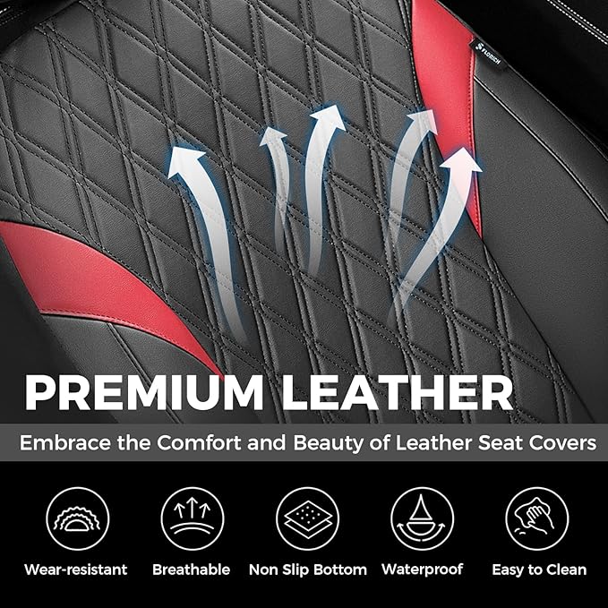 FLORICH Seat Covers Full Set, Leather Seat Covers for Cars, Waterproof Car Seat Protector Breathable, Front and Rear Seat Cov