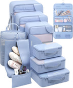 10 Set Packing Cubes for Travel, Gifts for Women Mom,Anti-Tearing Suitcase Organizer for Luggage with Shoe & Hanging Toiletry