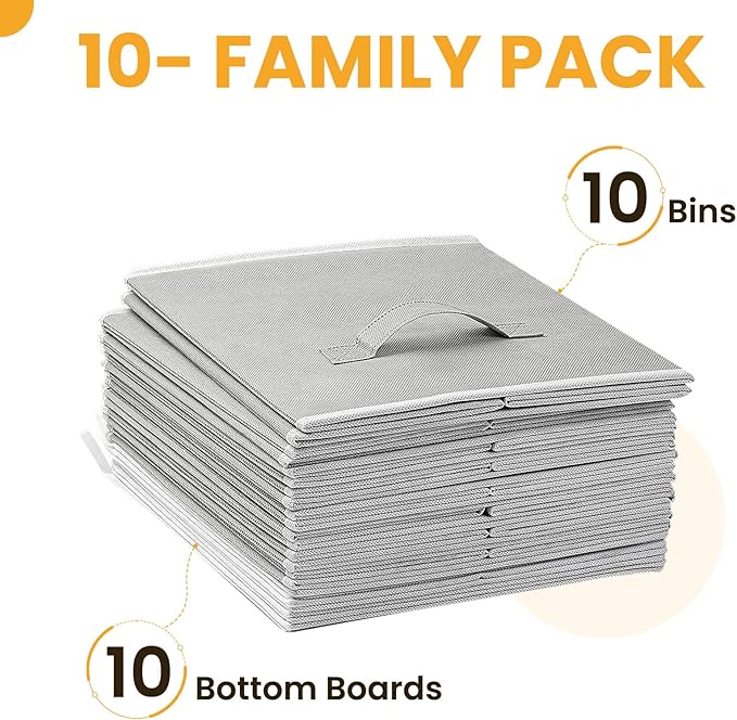 Criusia Large Storage Cubes, 13x13 Cube Storage Bins (Set of 10), Fabric Collapsible Storage Bins with Dual Handles, Foldable