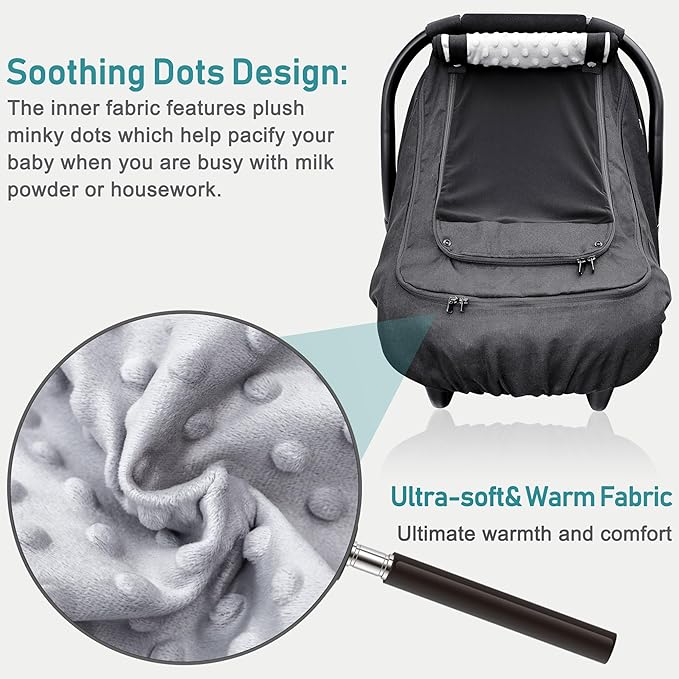 Waterproof Baby Car Seat Cover，YVMVDV Patented Cold Weather Carseat Cover for Babies,Infant Car Seat Cover Canopy for Boy Gir